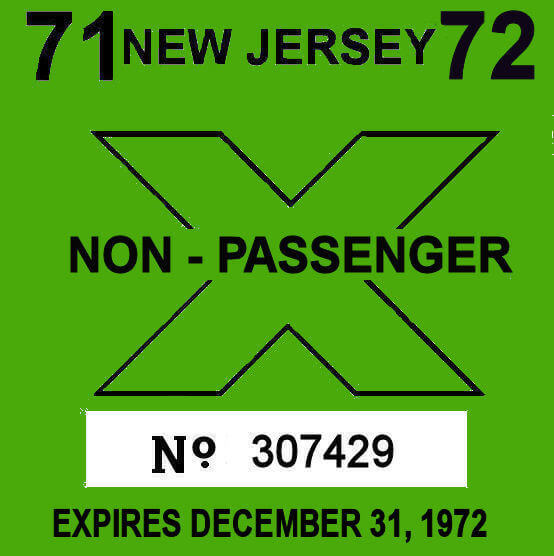 (image for) 1972 New Jersey Inspection Sticker COMMERCIAL